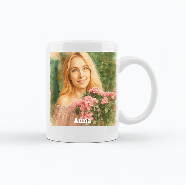 Kubek personalizowany z własnym nadrukiem w stylu malarstwa akwarelowego