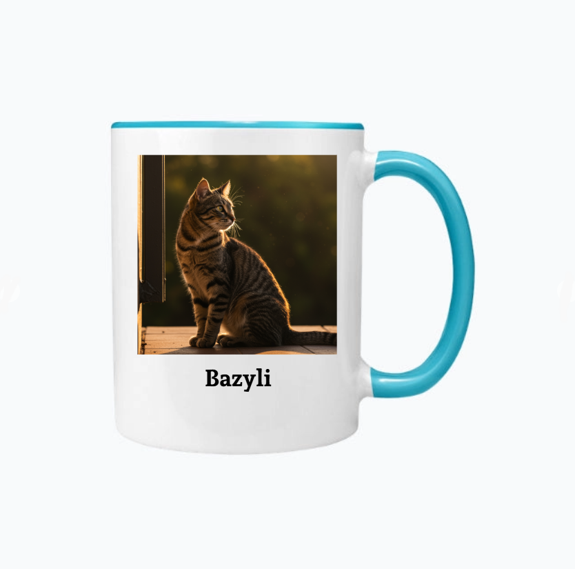 Kubek z kolorowym uchem personalizowany z nadrukiem swojego zdjęcia