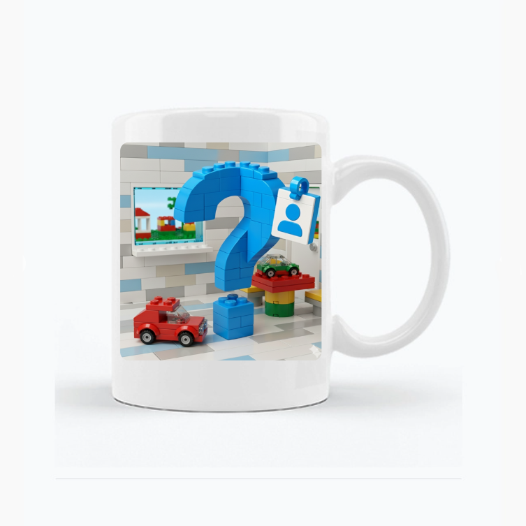 Kubek personalizowany z własnym nadrukiem w stylu klocków