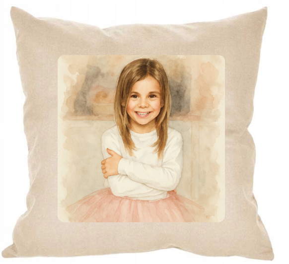 Poszewka na poduszkę personalizowana z własnym nadrukiem w stylu malarstwa akwarelowego
