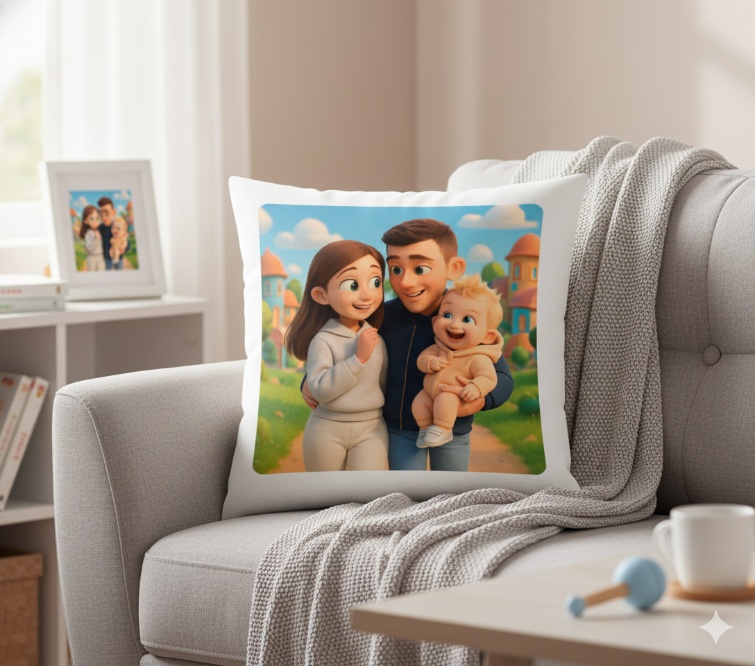 Poszewka na poduszkę personalizowana z własnym nadrukiem w stylu animacji 3D