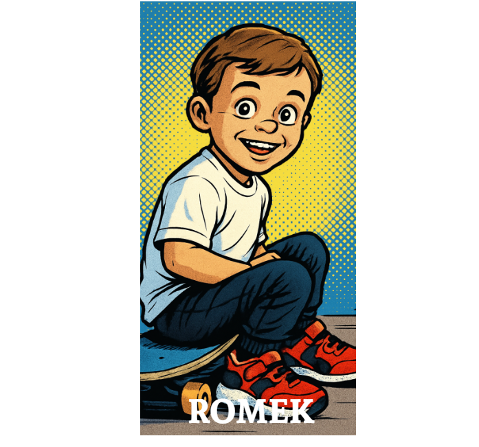 Ręcznik szybkoschnący personalizowany z własnym nadrukiem w stylu komiksu