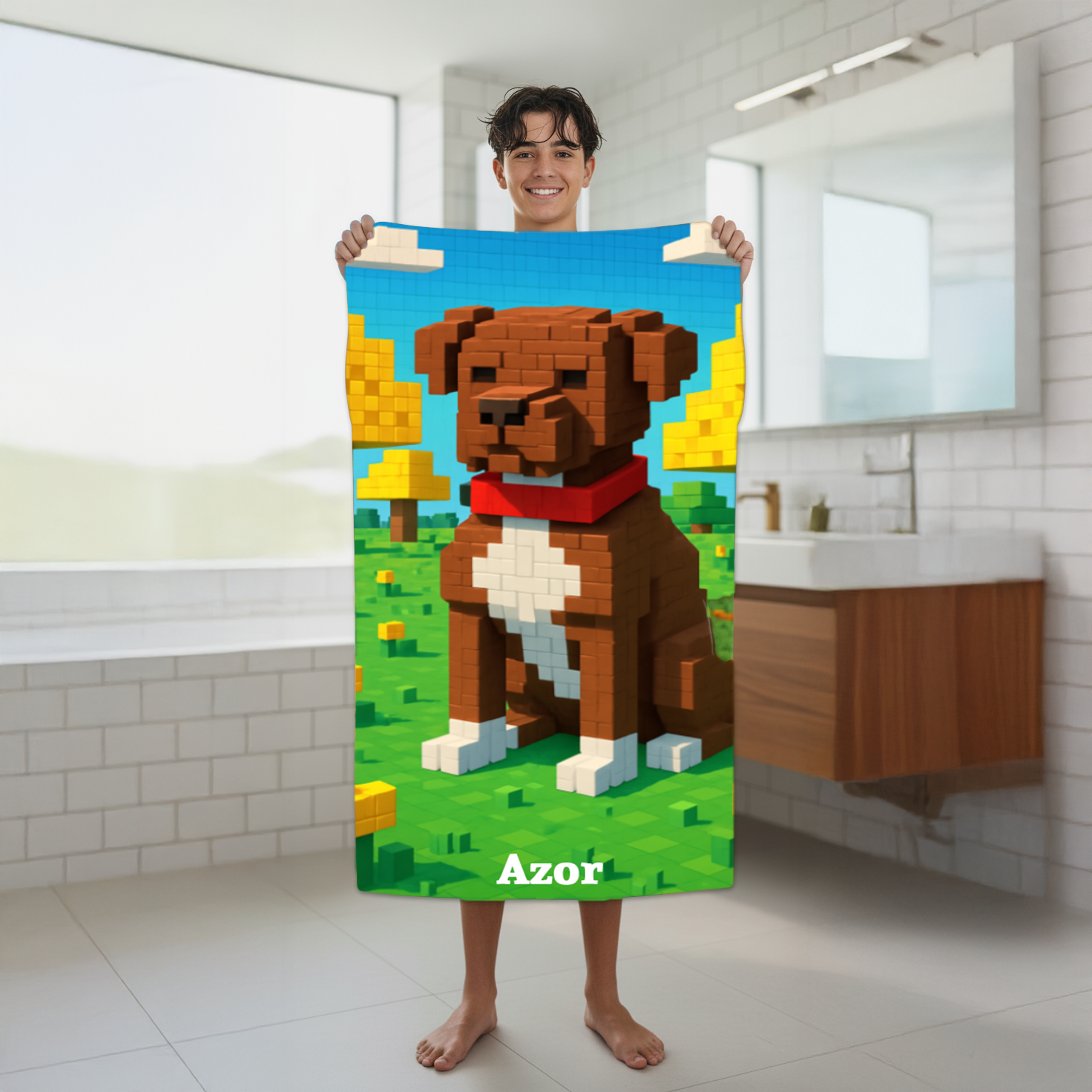 Ręcznik szybkoschnący personalizowany z własnym nadrukiem w stylu gry komputerowej