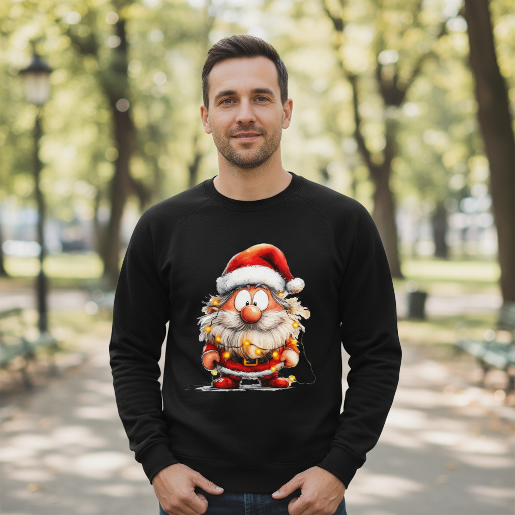 Bluza męska z nadrukiem - Przystrojony mikołaj