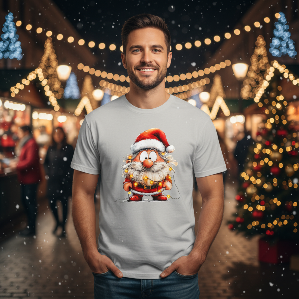 T-shirt męski z nadrukiem - Przystrojony Mikołaj