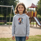 Dziecięca bluza z kapturem z nadrukiem haftu - Kolorowa dziewczynka