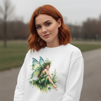 Bluza damska z nadrukiem haftu - Zielona wróżka