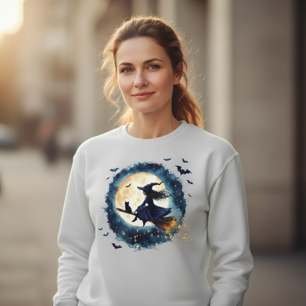 Bluza damska z nadrukiem - Czarownica i księżyc