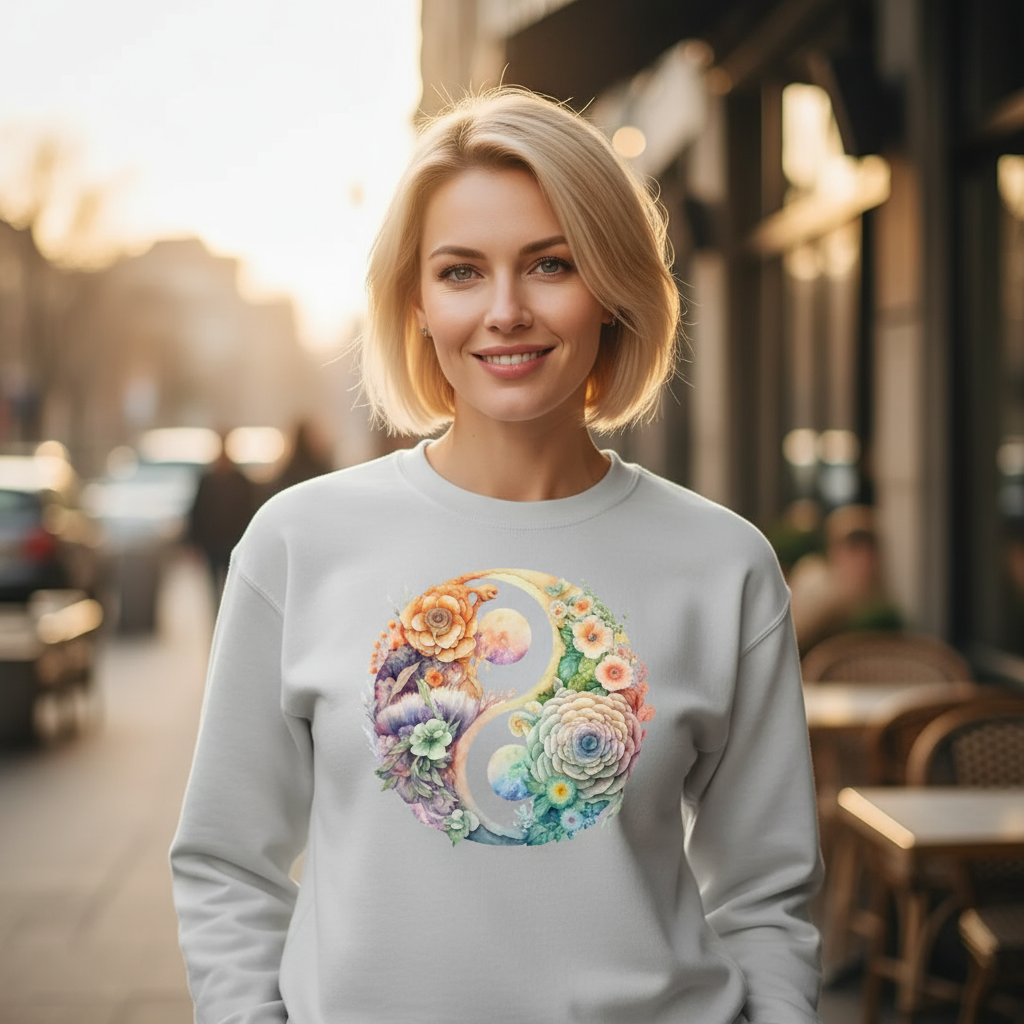 Bluza damska z nadrukiem - Kwiatowy Yin Yang