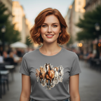 T-shirt damski z nadrukiem - Konie w galopie