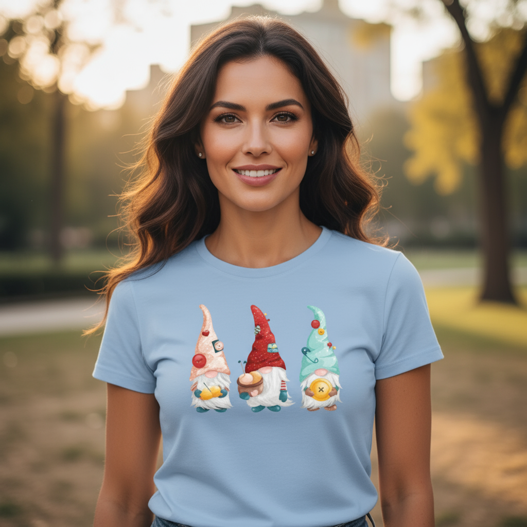 T-shirt damski z nadrukiem - Pracowite gnomy