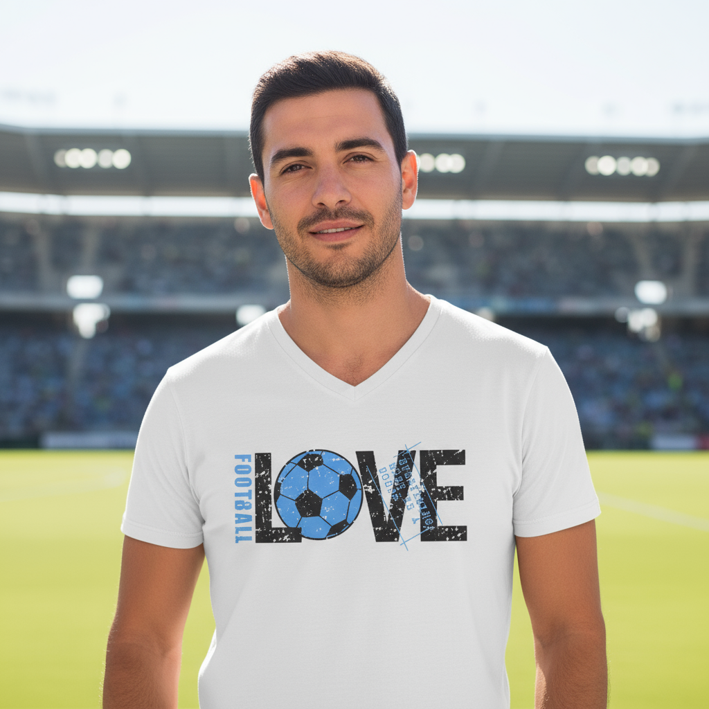 Męska koszulka V-neck - Love football
