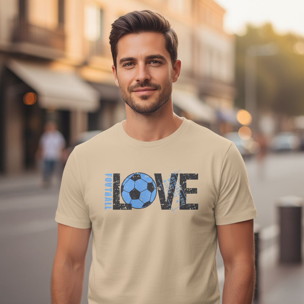 T-shirt męski z nadrukiem - Love football