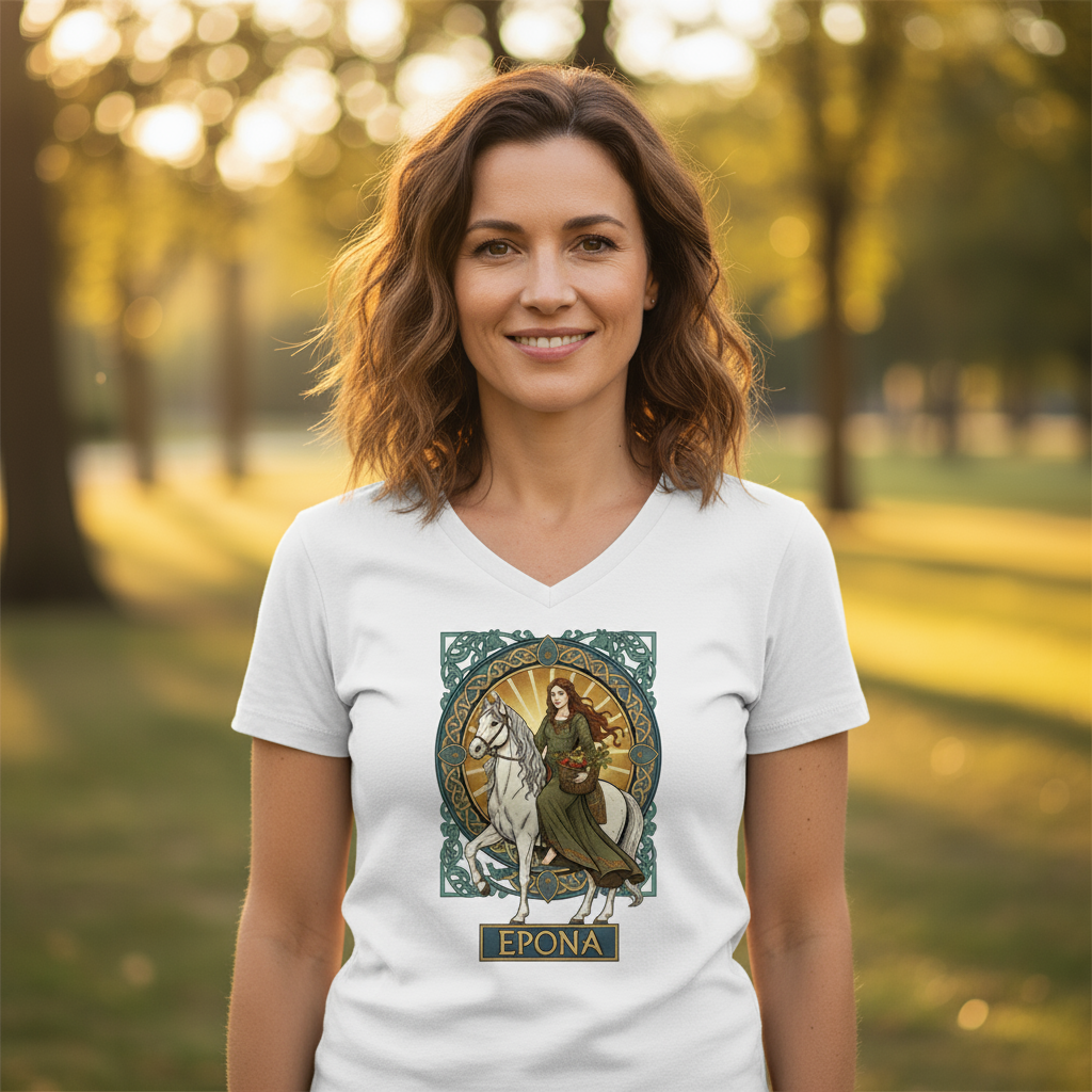 Koszulka damska V-neck - Epona - Mitologia celtycka