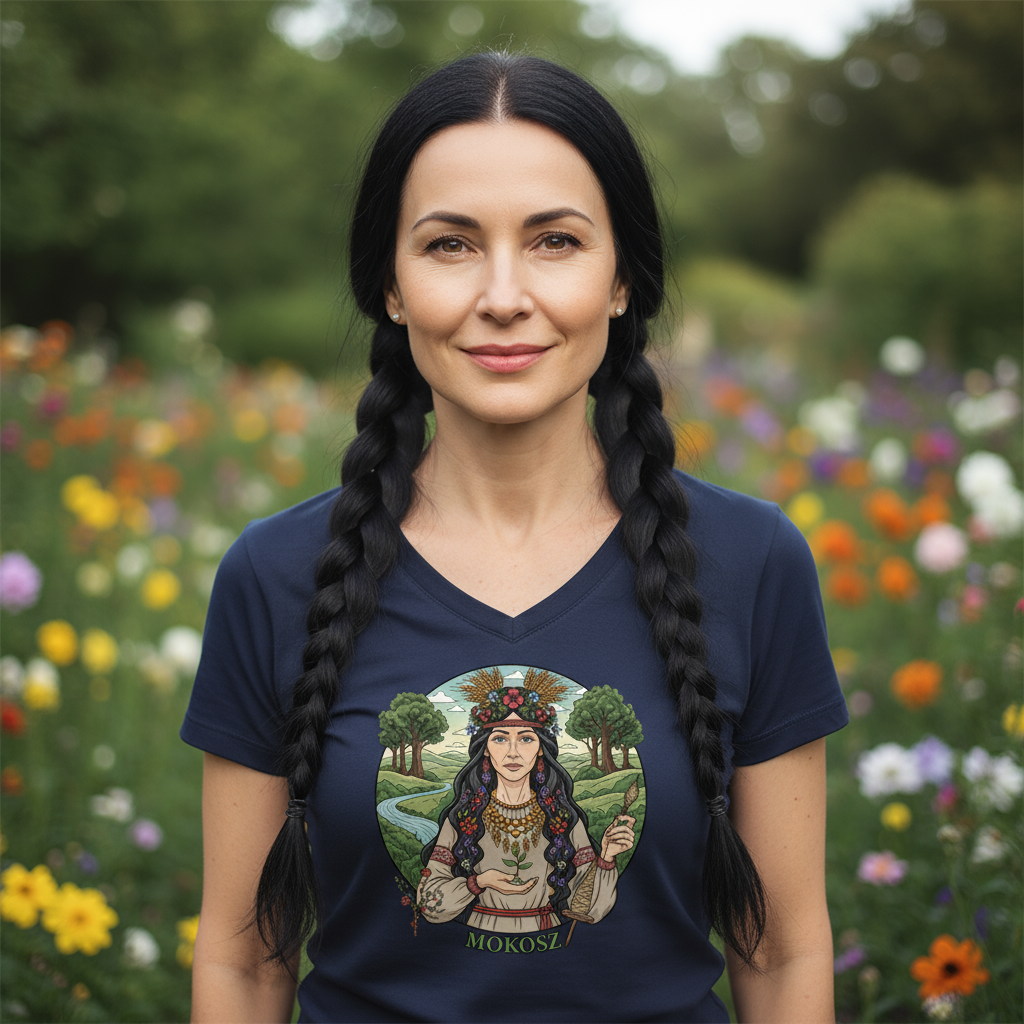 Koszulka damska V-neck - Mokosz - Mitologia słowiańska