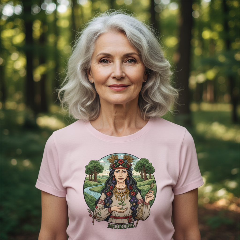 T-shirt damski z nadrukiem - Mokosz - Mitologia słowiańska