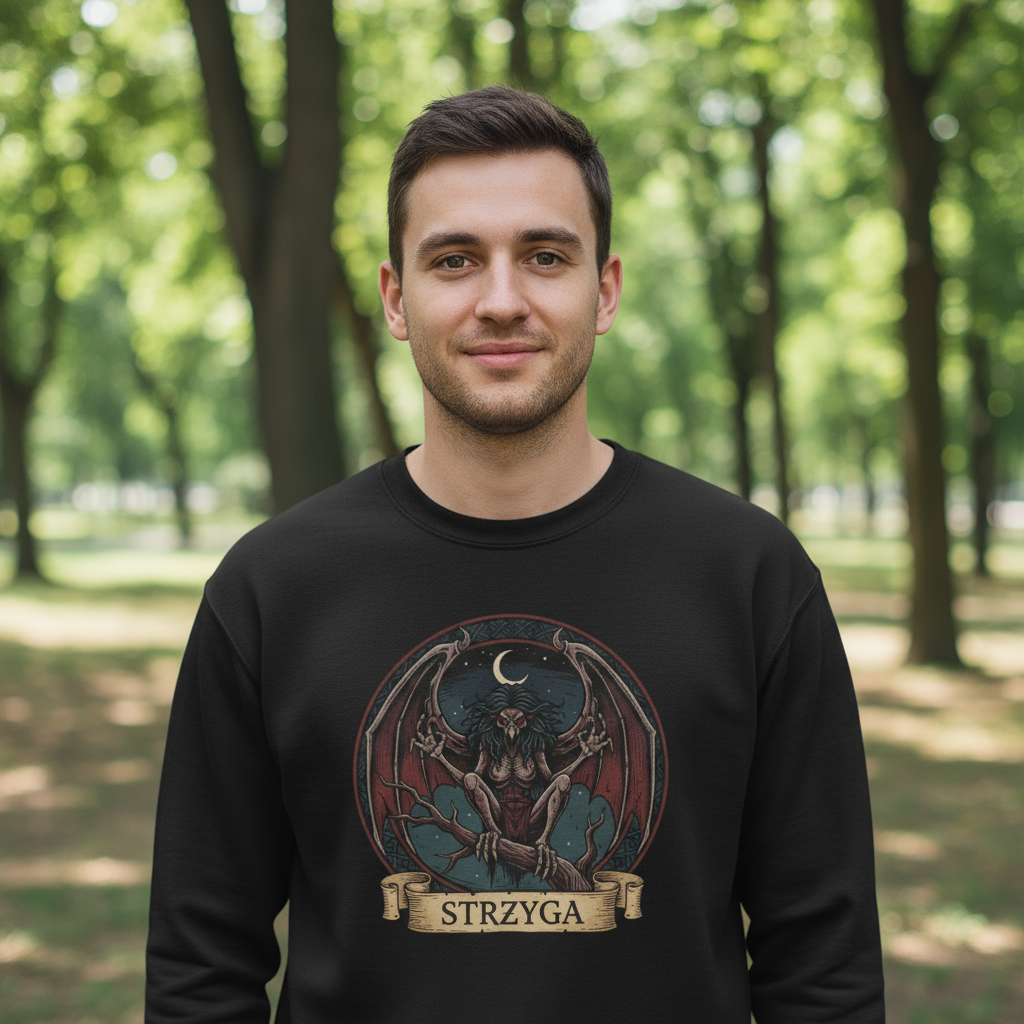 Bluza męska z nadrukiem - Strzyga - Mitologia słowiańska