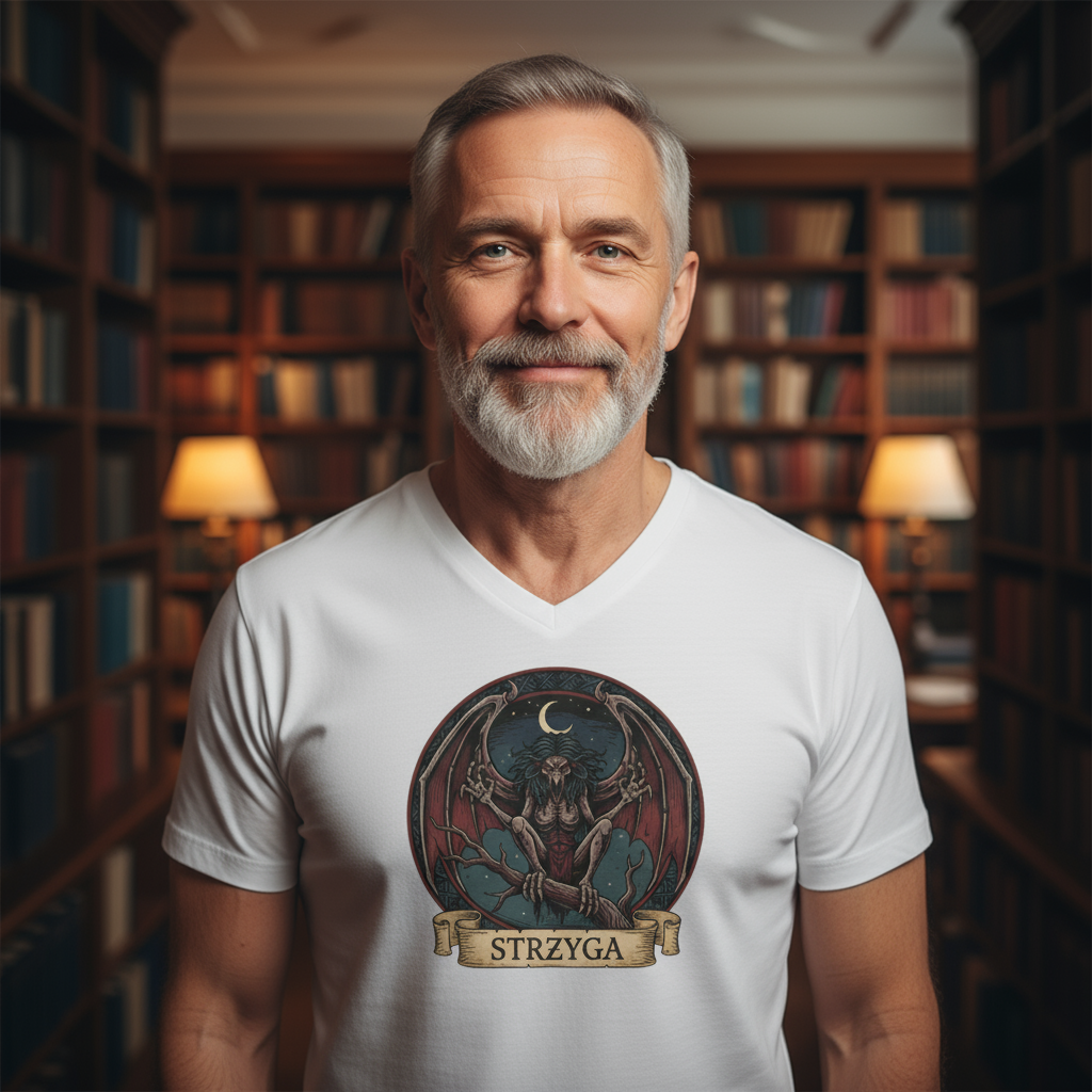 Męska koszulka V-neck - Strzyga - Mitologia słowiańska