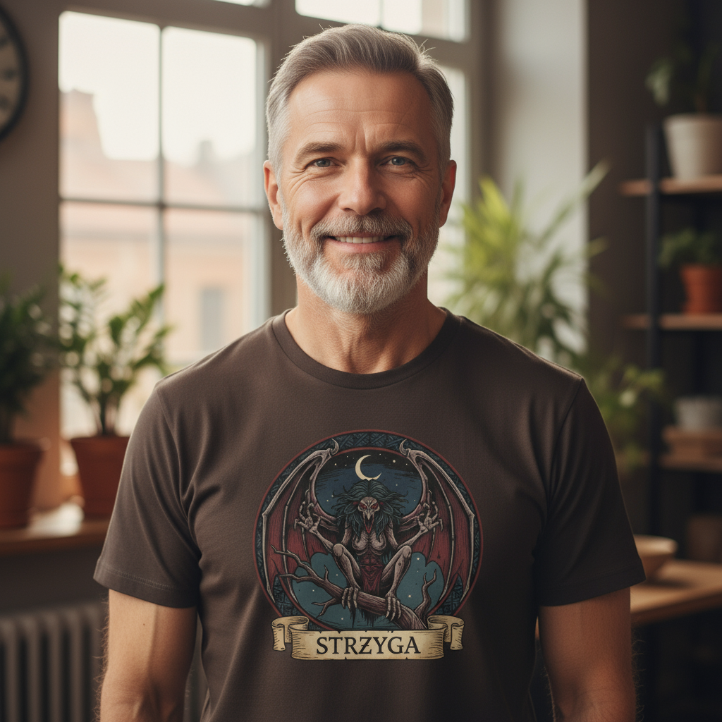 T-shirt męski z nadrukiem - Strzyga - Mitologia słowiańska