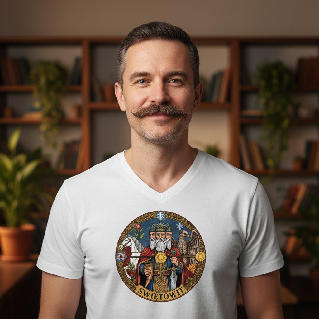 Męska koszulka V-neck - Świętowit - Mitologia słowiańska