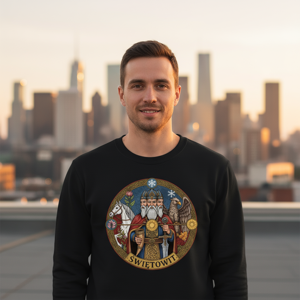 Bluza męska z nadrukiem - Świętowit - Mitologia słowiańska