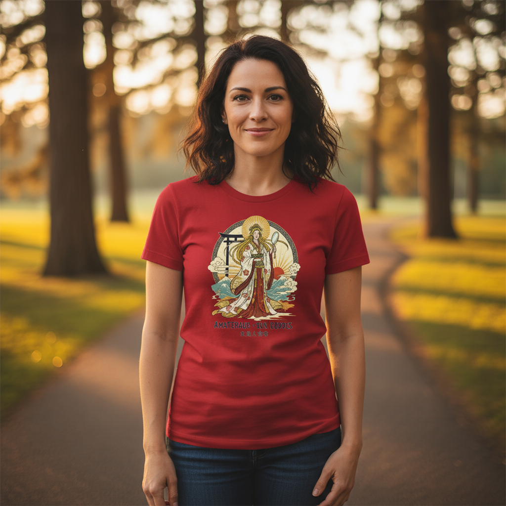 T-shirt damski z nadrukiem - Amateraus - Mitologia japońska