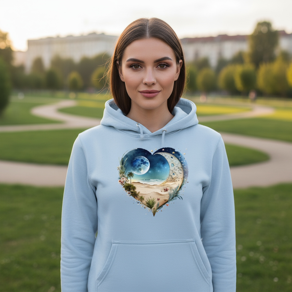 Damska bluza z kapturem - Księżycowe serce