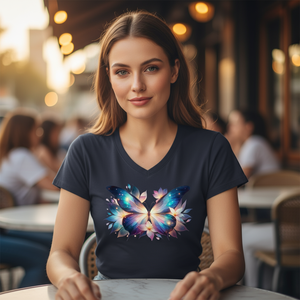 Koszulka damska V-neck - Bajkowy motyl