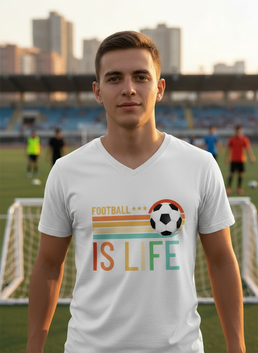 Męska koszulka V-neck - Football is life