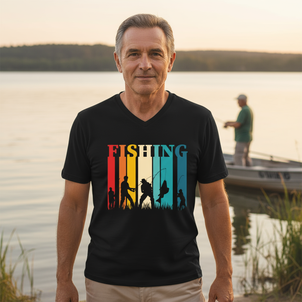 Męska koszulka V-neck - Fishing