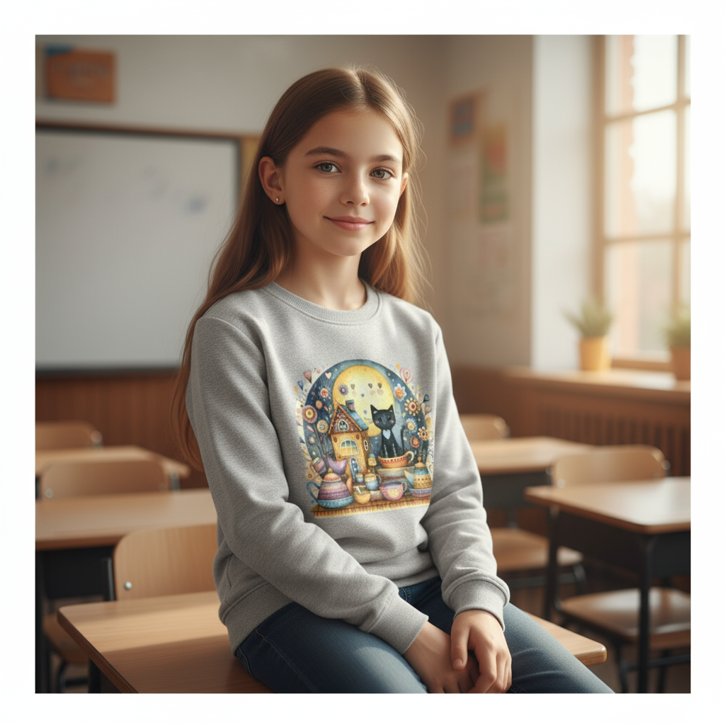 Bluza dziecięca - Kotek w porcelanie