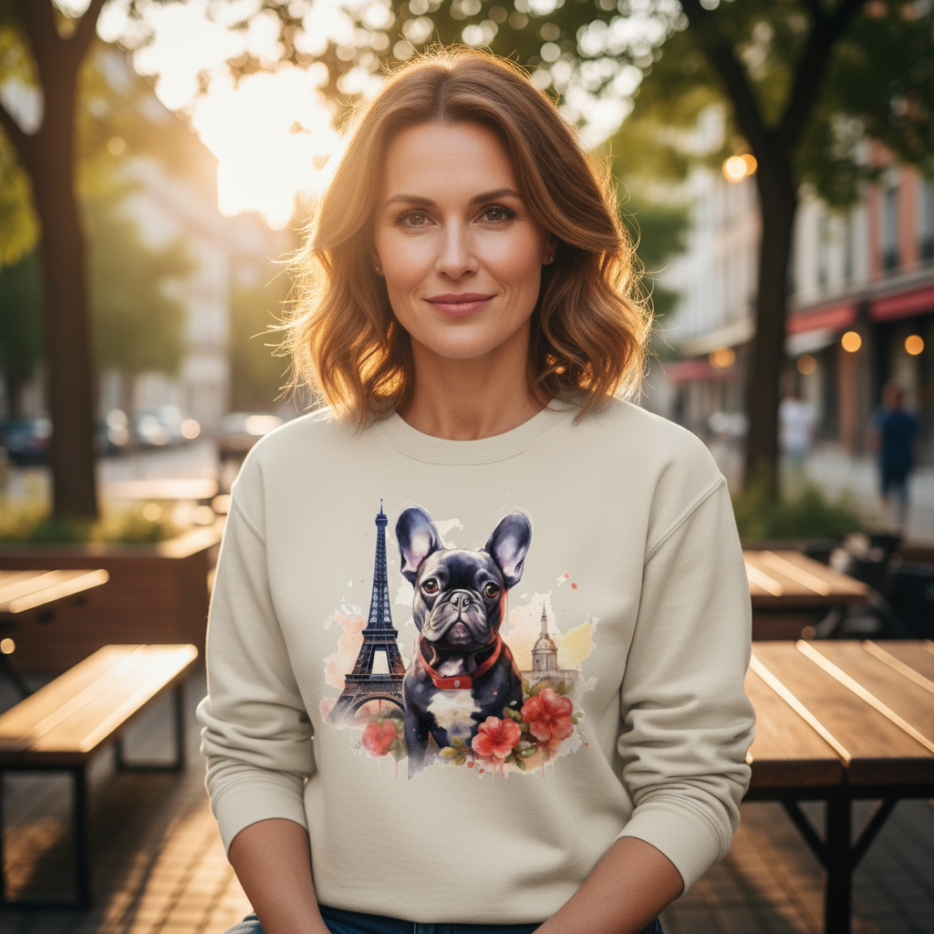 Bluza damska - Buldog w Paryżu