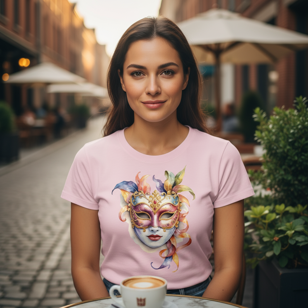 T-shirt damski - Maska karnawałowa