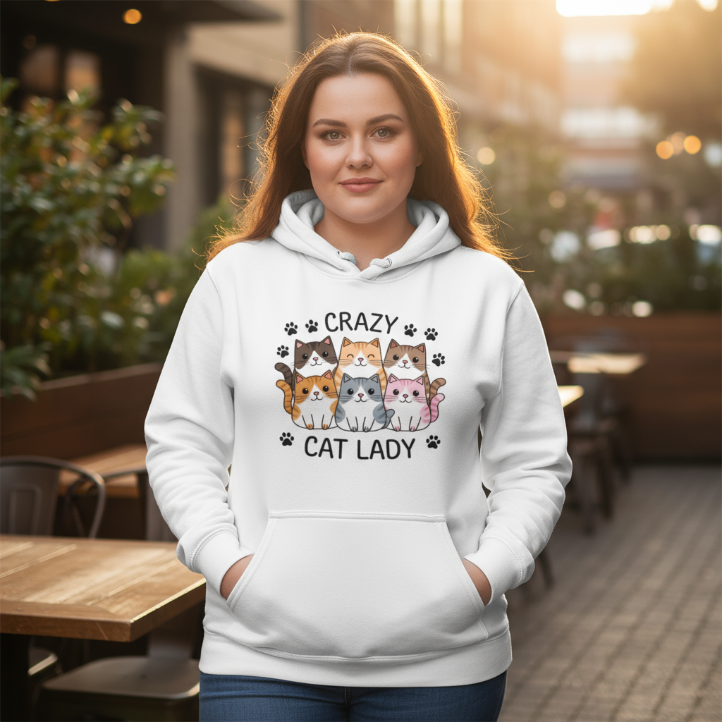 Damska bluza z kapturem  - Crazy cat lady