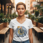 Koszulka damska V-neck - Vincent ze słonecznikami