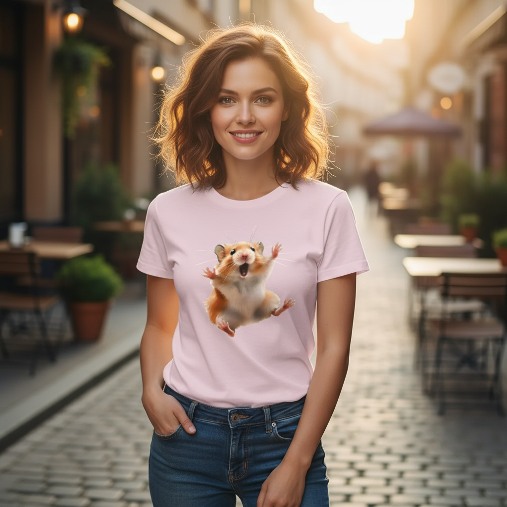 T-shirt damski - Szalony chomik