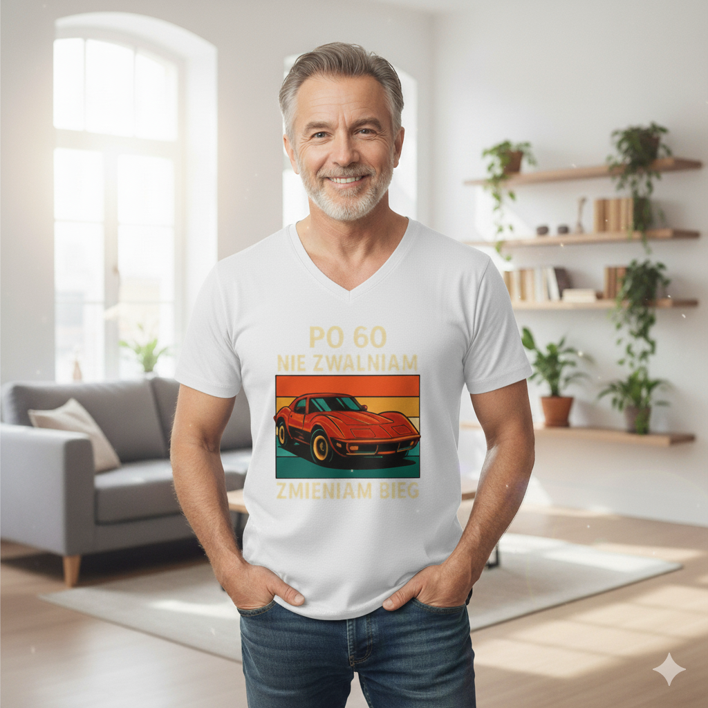 Męska koszulka V-neck - Nie zwalniam