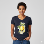 Koszulka damska V-neck - Cytryna na gałązce