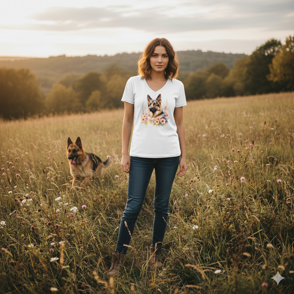 Koszulka damska V-neck - Owczarek Niemiecki