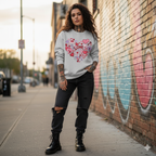 Bluza damska z nadrukiem haftu - Serce Love