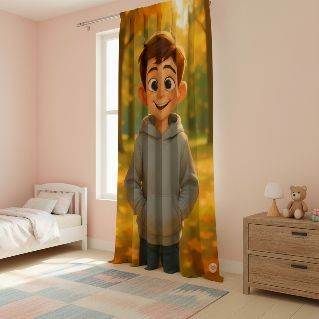 Zasłona personalizowana z własnym nadrukiem w stylu bajkowej animacji